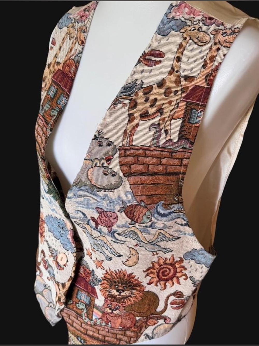 Vintage 1980’s Facets Noah's Ark Tapestry Vest